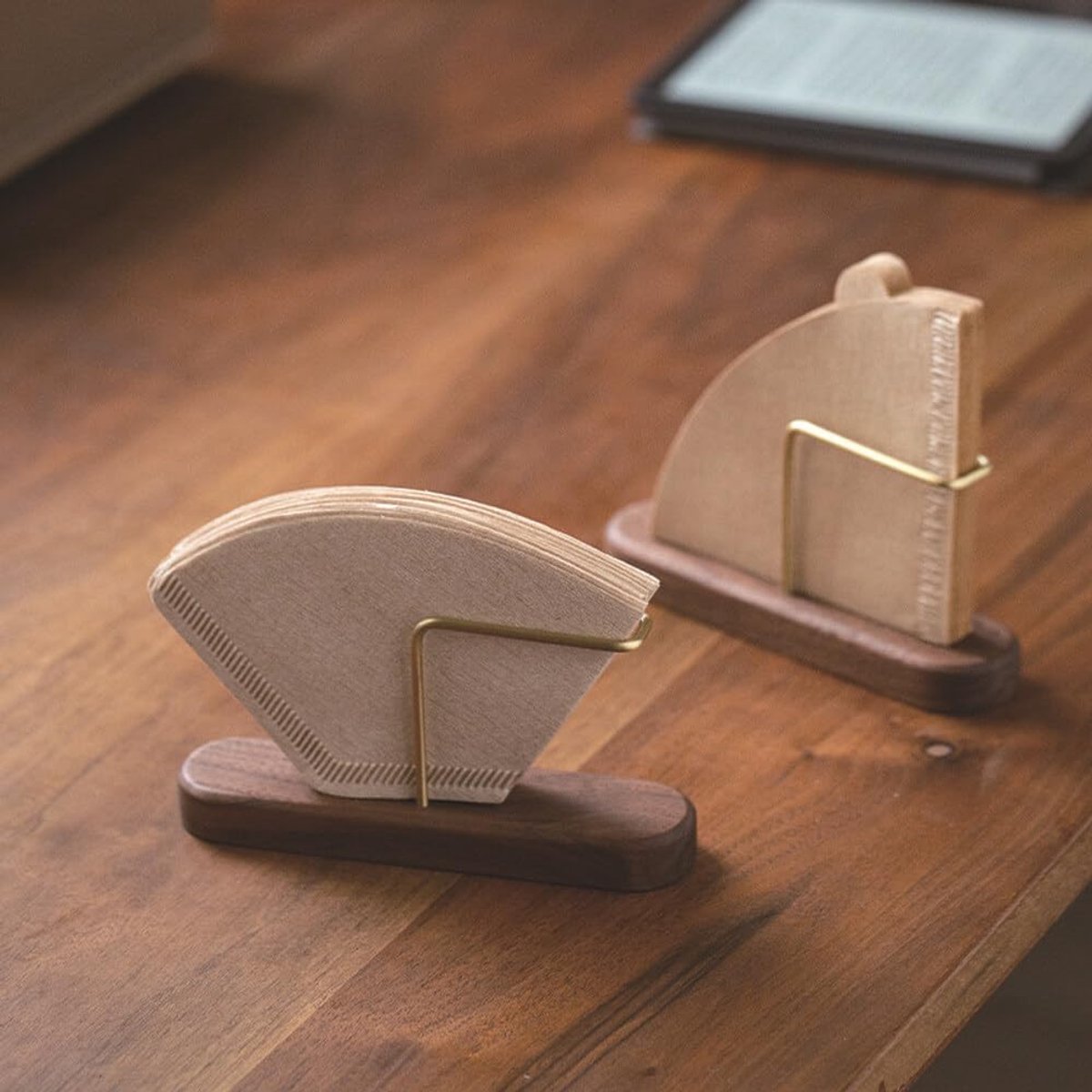 Coffee filter holder - Universal - Filter bag holder - Paper filter holder coffee filter holder - Filter coffee - Coffee accessories - Simple & Durable - 7 x 14 x 3.5 cm - Wood