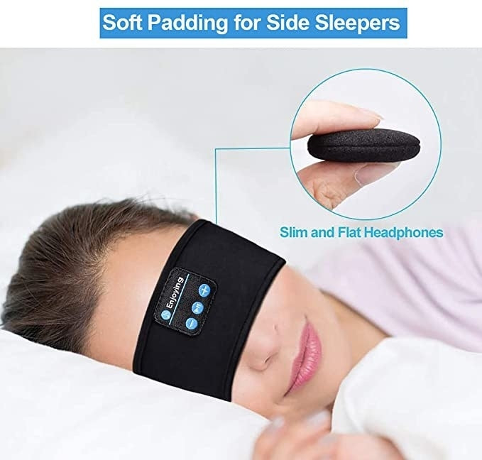 Wireless Headband Headphones Compatible with All Devices for Running Sleeping Music Black