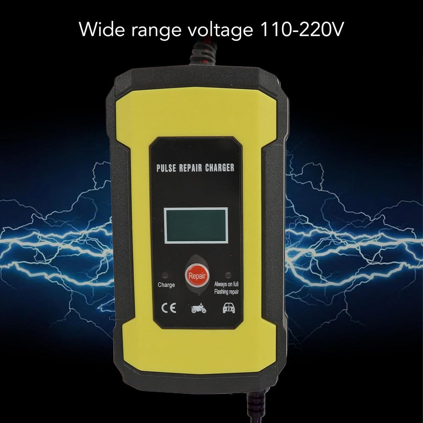 Pulse Repair Charger, Car Battery Charger Flame Resistant for Battery (US Plug)