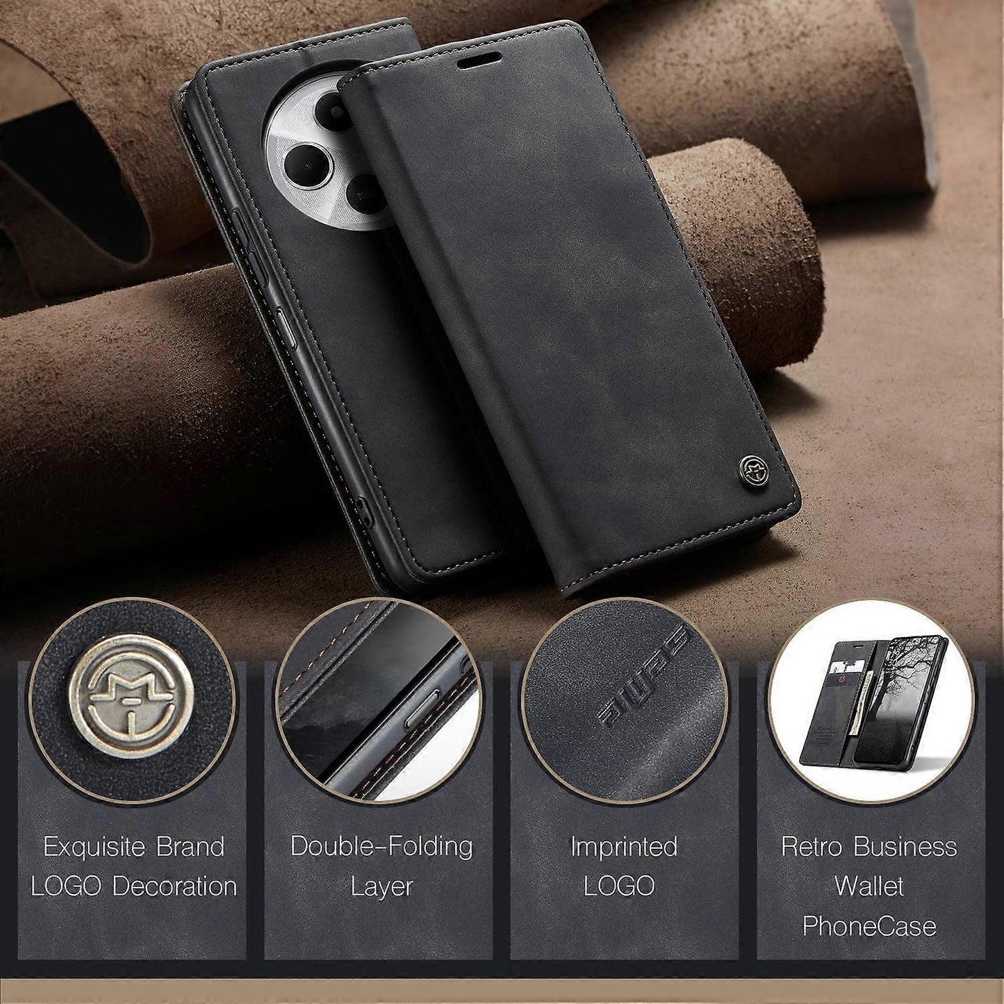 Xiaomi Redmi 14C Phone Case Leather Compatible with Xiaomi Card Holder Stand Multicolor Style CASEME 013 Series