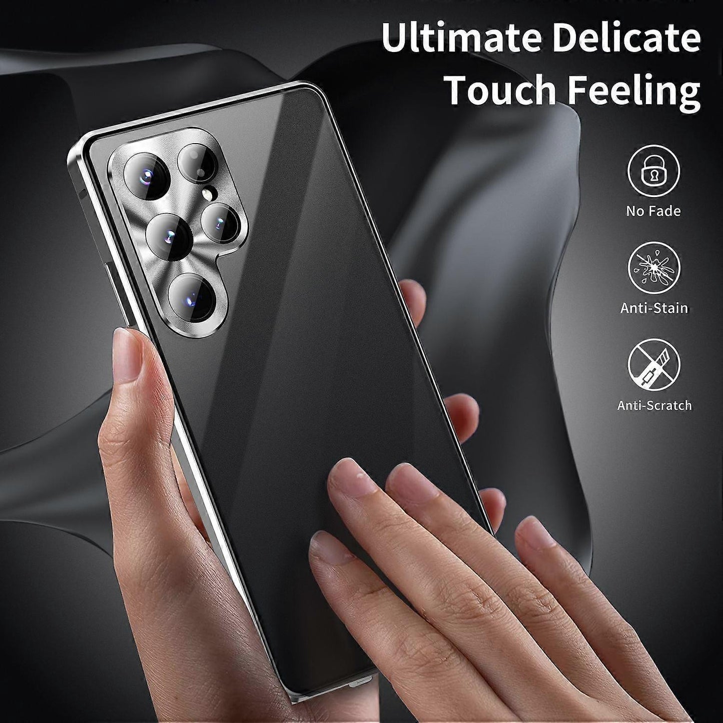 Compatible with Samsung Galaxy S25 Ultra Case Anti-Spy Dual-Sided Tempered Glass Magnetic Phone Case by WELLNGS Black