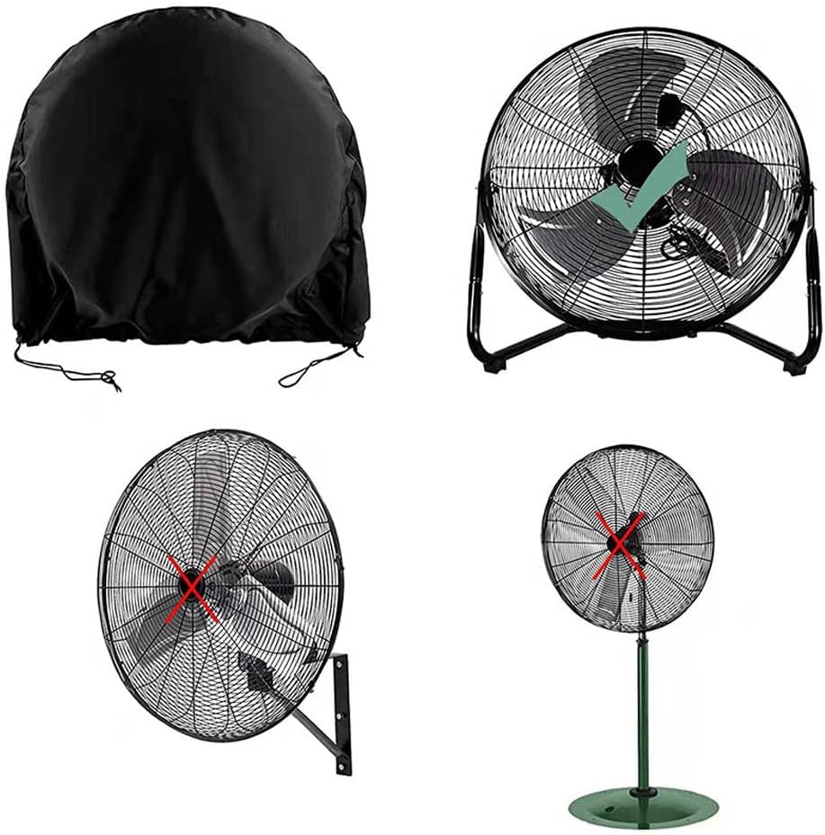 Industrial Fan Cover Waterproof Dustproof Outdoor Fan Cover for 18"&20" Industrial Floor Fan Heavy Duty High Velocity Floor Fan Covers(Black)
