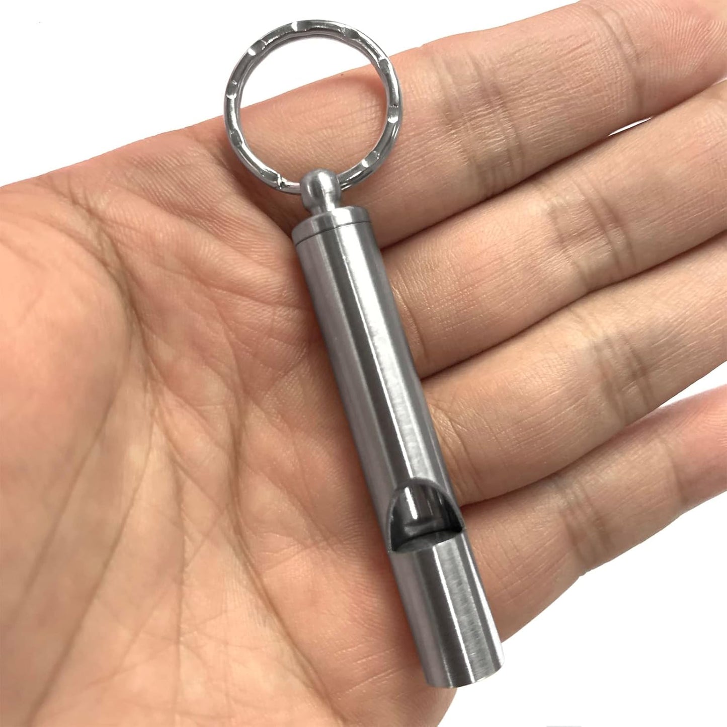 2PCS Mini Stainless Steel Survival Whistle Perfect for Camping, Hiking and Boating Loud Emergency Whistle with Far Distance Rang for Sporting Events and Call Your Dog,Keychain Included
