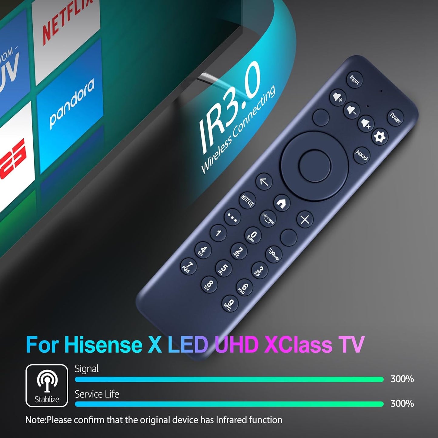 New MG3-R34010 Replacement Remote Control Compatible for Hisense TV 43A6GX 50A6G R34010BA00-00001 for Pioneer Xumo TV PN50-751-24U CP-RC1NA-23(No Voice Function)