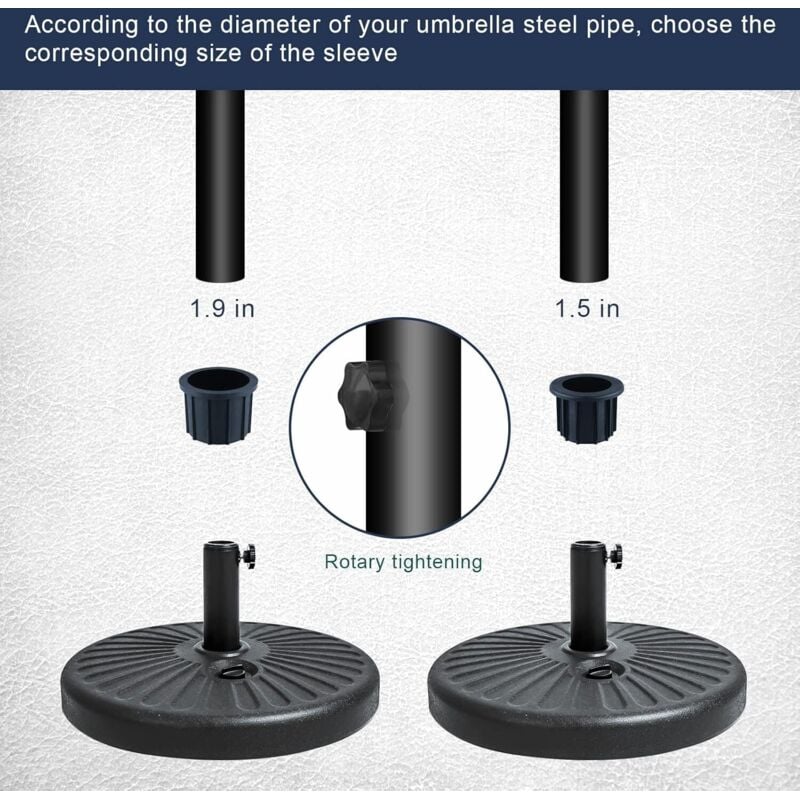 6-Piece Balcony Parasol Accessory Set Black - 4 Umbrella Hole Rings and 2 Hand Screws - Compatible with Outdoor Tables and Terraces