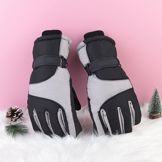 Gloves - Winter ski gloves - Warm gloves - Non-slip, thickened - Waterproof - Suitable for cold weather - Cycling gloves - Sizes S/M - Black/Gray