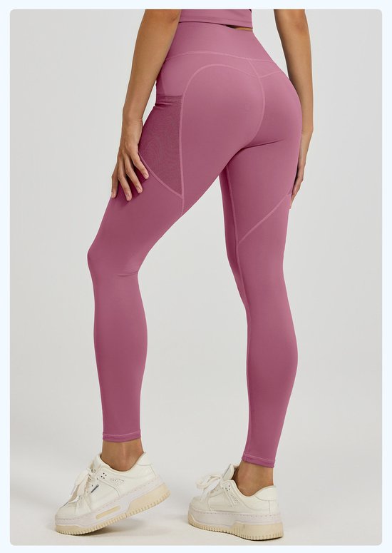 Slim Fit Sports Pants - High Waist Yoga Pants with Side Pockets - Soft and Stretchy Blended Fabric, Breathable and Comfortable - Skinny Fit with Elastic Waist - Suitable for Yoga, Fitness, Walking and Daily Use (Dark Pink, Size XXL)