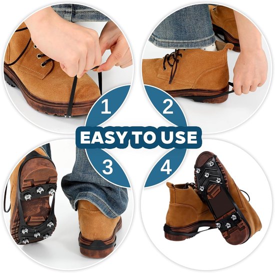 Non-slip snow boots - Set of two - Safe walking on icy and snowy surfaces - Suitable for size L (40-48) - Non-slip spikes - Suitable for winter walking, hiking, jogging, strolling and mountaineering