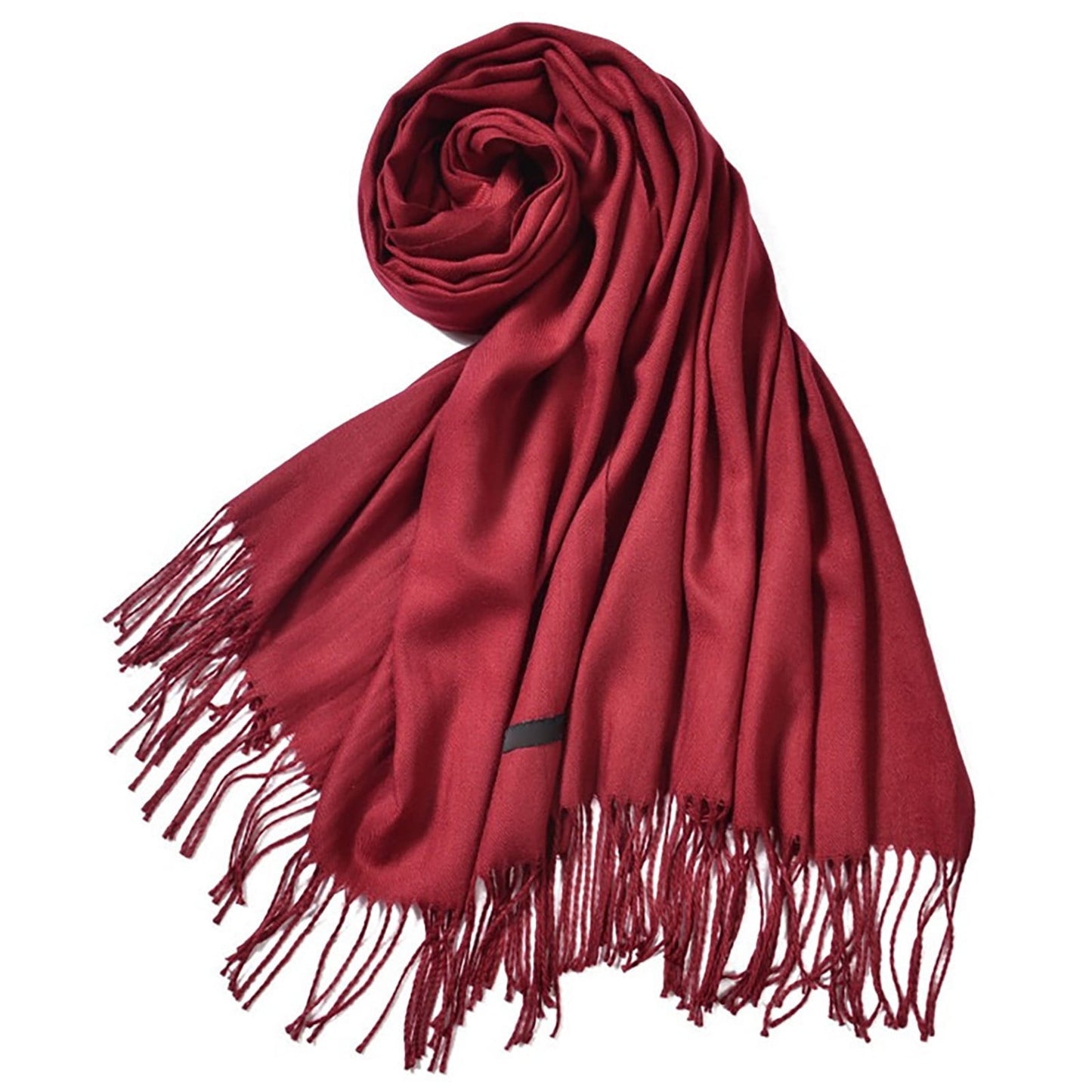 Delayuji Pashmina Scarf for Women Scarf for Women Women Pashmina Scarf Soft Solid Plain Shawl Wrap Fashion Warm Neck with Fringes A A Red