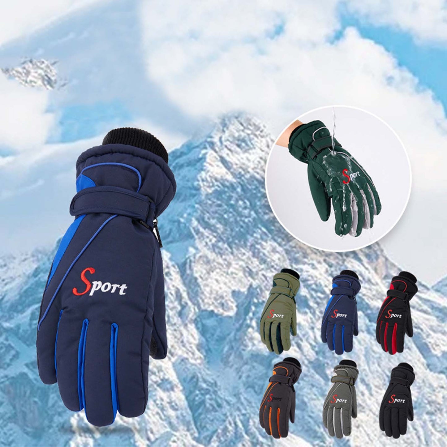 IDALL Ski Gloves Waterproof Gloves Winter Outdoor Men And Women Snow Skating Snowboarding Windproof Warm Ski Gloves Snow Gloves Winter Gloves W-Blue One Size Z-Gray