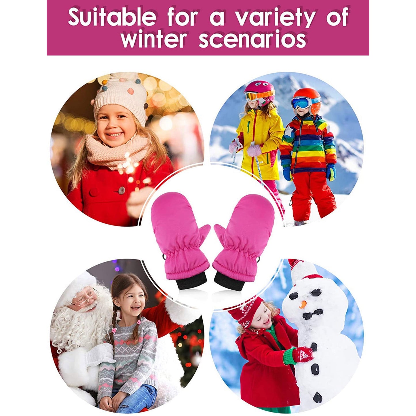 GXWEA Gloves For Kids Toddler Skis Kids Gloves Winter Gloves Thick Gloves Stretchy Warm Gloves Boys Girls 6-24 Months One Size color-3
