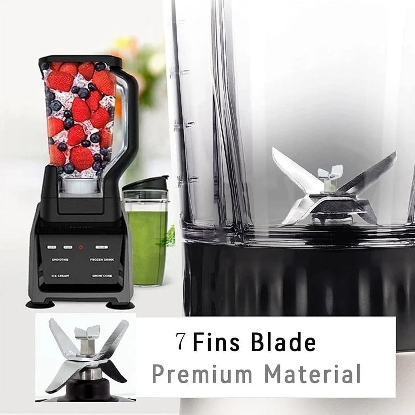 Blender Replacement Parts for Ninja, 24Oz Cup 7 Fins Extractor Blade, for Nutri Ninja Auto IQ BN801 SS101 BL480-30 BL641