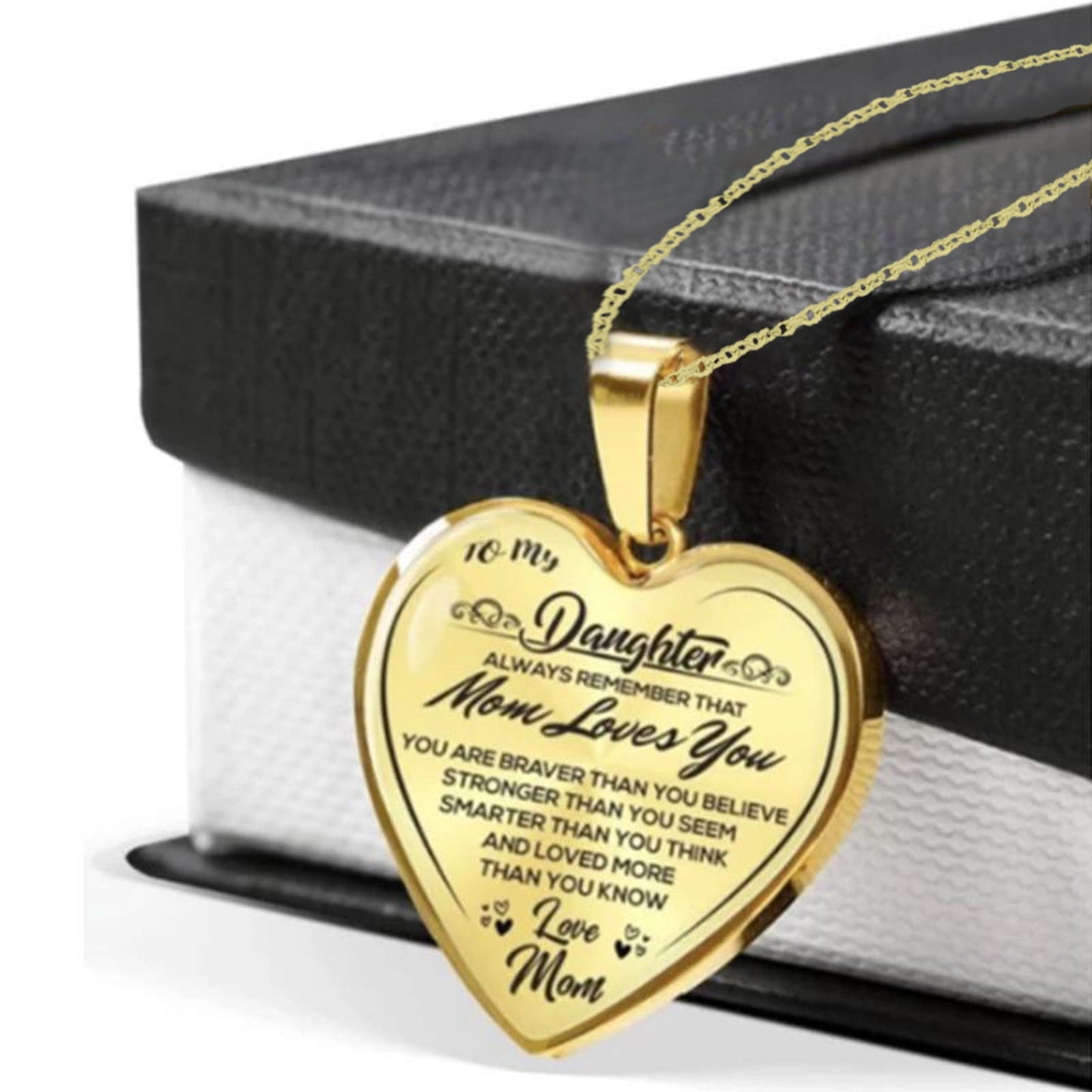 clearance under $5 LSLJS To My Daughter Stainless Steel Necklace Heart Lettering Peach Heart Pendant Necklace Jewelry Gifts for Daughter Gold