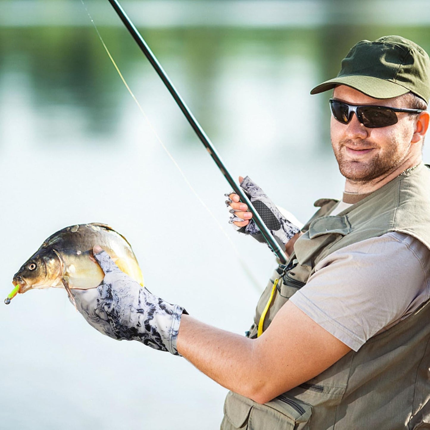 Gloves Clearance! JWDX Gloves, Sun Gloves Upf 50+ Fishing Gloves Fingerless Sun Fishing Gloves Men/Women for Kayaking Hiking Paddling Driving White