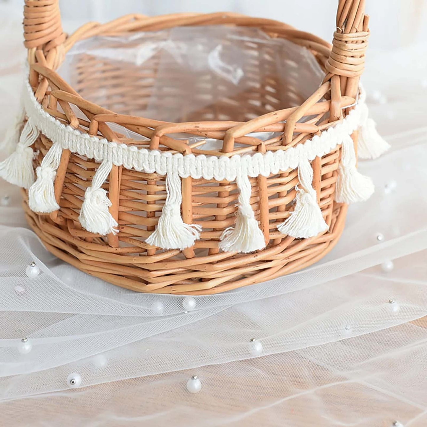 Small Wall-Mounted Kitchen Storage Basket, Hanging Storage Wicker Baskets Wall Mounted Woven Hanging Basket Wicker Small Basket with Handle Wicker Basket with Handle Small Basket Organizer L Wedding basket with tassels