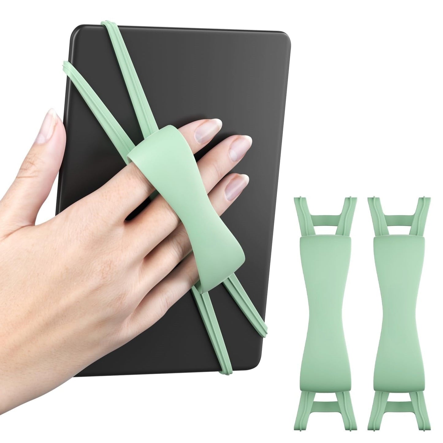 LGCASL Blue Flat Plate Fixing Wrist Strap D Light Green Elastic Tablet Strap for Fingers Comfortable Adjustable for Reading and Watching Videos 6 Color Options 18.5 cm C