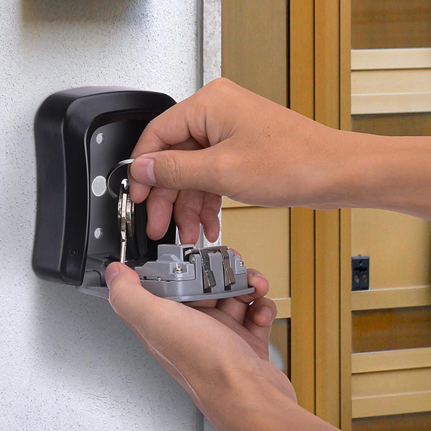 Misterolina Wall Mount 4 Digits Combination Waterproof Outdoor Key Hider Safe, Black/Gray, 11.5 X 9.5 X 4 cm