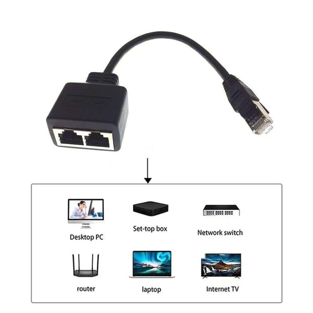 RJ45 Splitter Adapter Connector 1 to 2 Female Ports for CAT 5/CAT 6/CAT 7 LAN Ethernet Cables