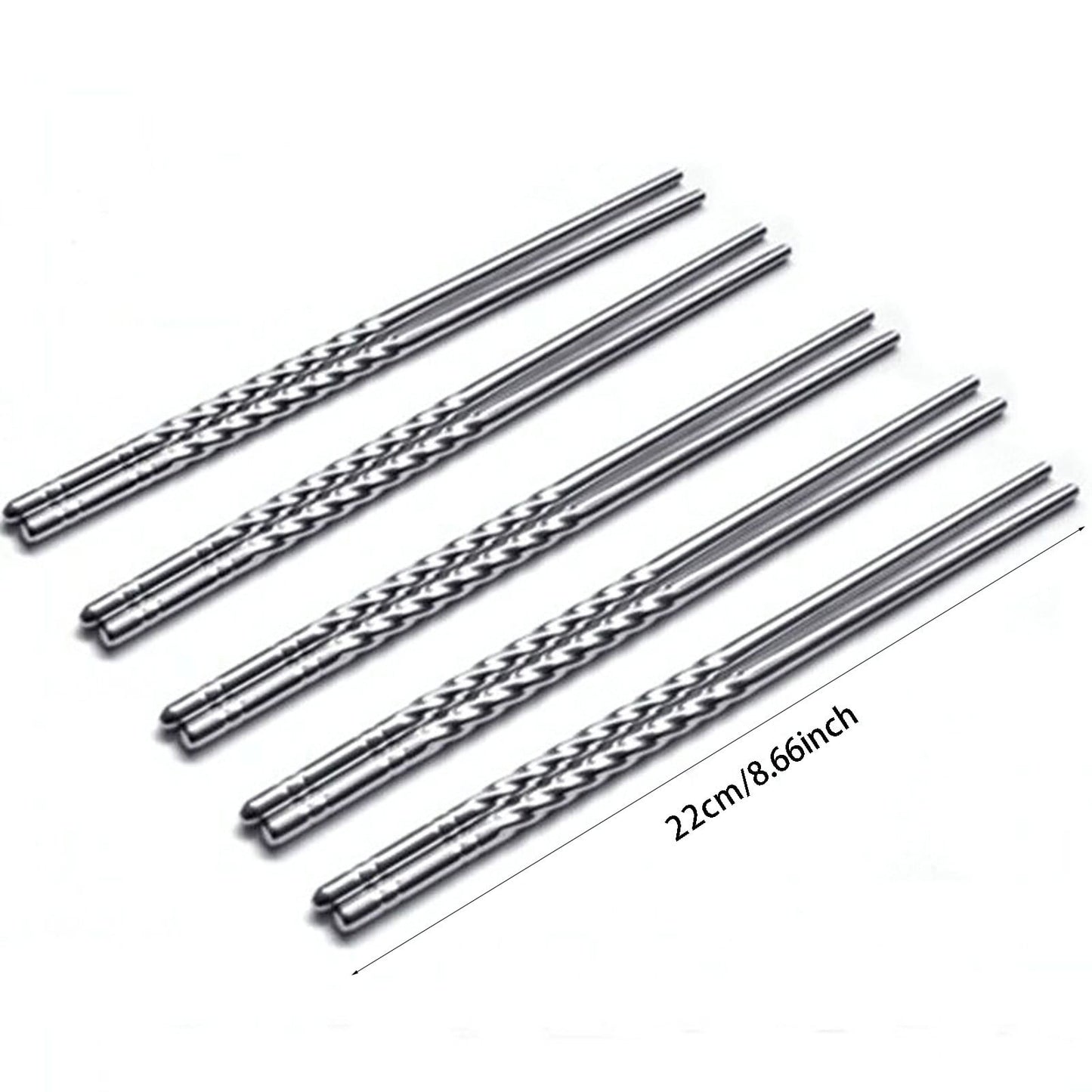 JWDX Tableware Clearance! Chopsticks 5 Pair Metal Reusable Korean Chinese Stainless Steel Sticks, Stainless Steel Bowl Promotion Include 5X Chopsticks (Pair) Grey