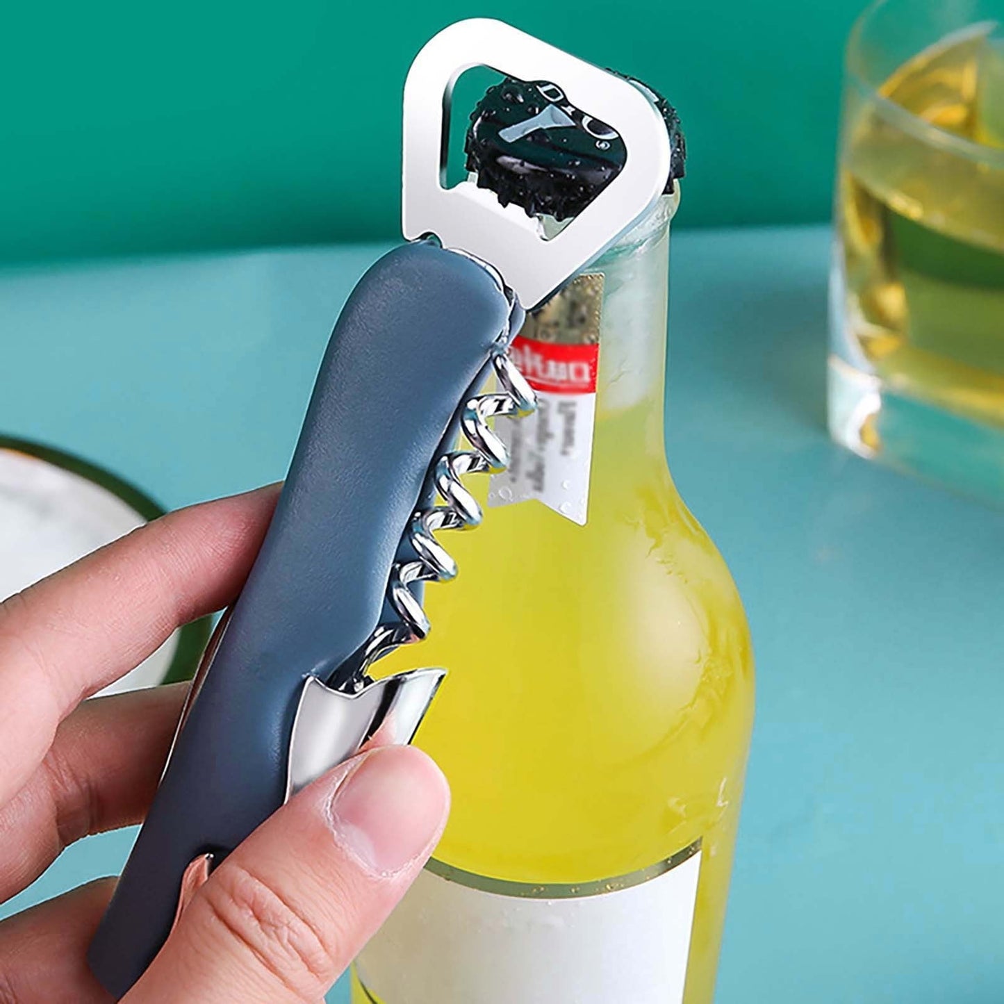 JWDX Bottle and Can Openers Clearance! Home Steel Beer Wine Opening Tools 4 in 1 Stainless Steel Wine Opening Tools Home Cans Kitchen Restaurant and Bar, Include 1X4 in 1 Bottle Opener Blue