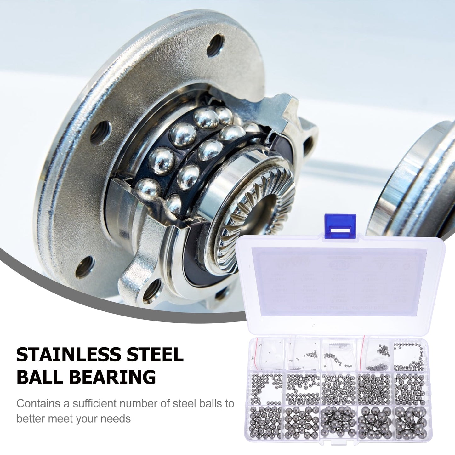 SWETRACE Bearing Steel Ball Assortment 580Pcs Round Easy Installation Mechanical Components 1X1X1CM Silver
