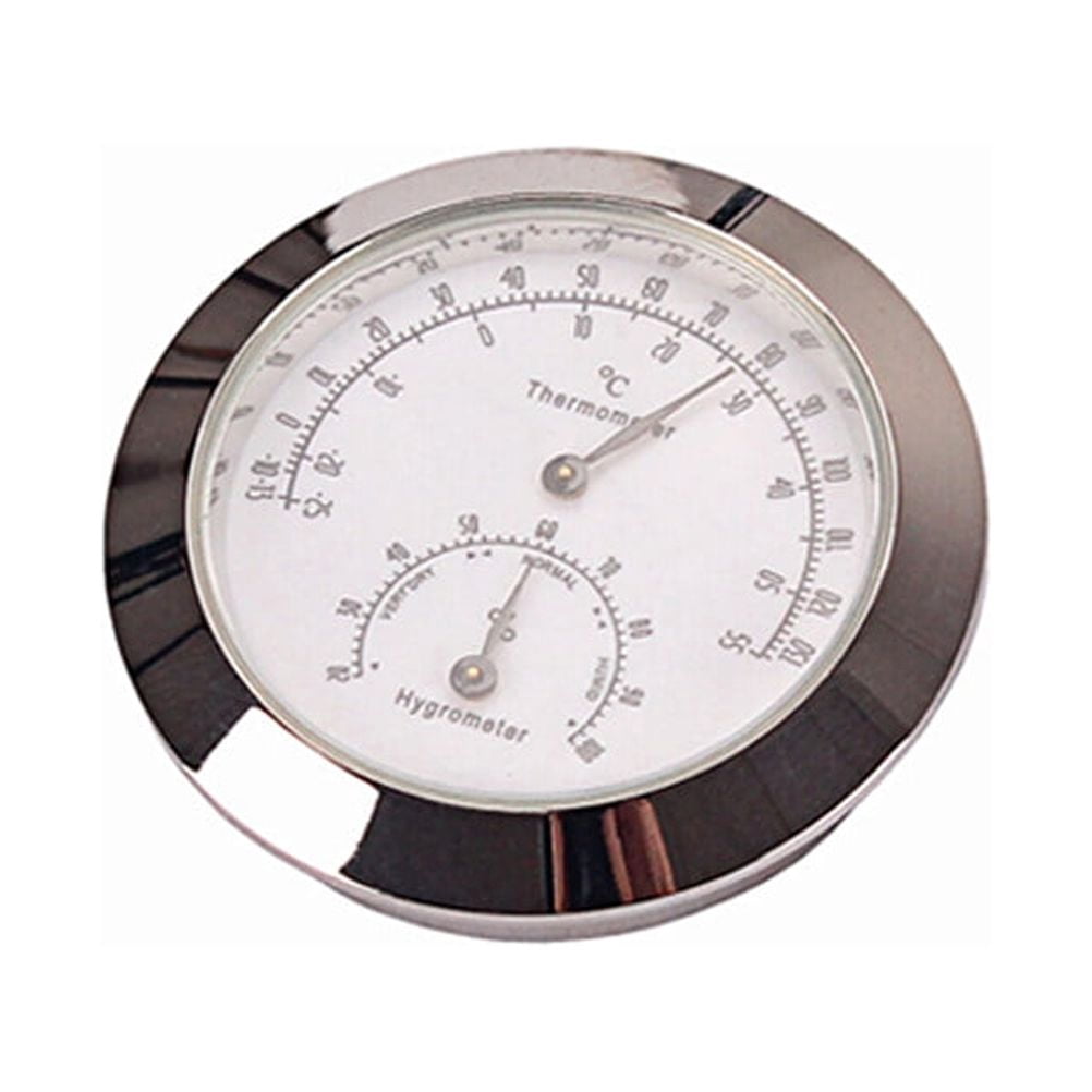 Worgeous Musical Instrument Hygrometer Round Violin Humidity Temperature Gauge Silver