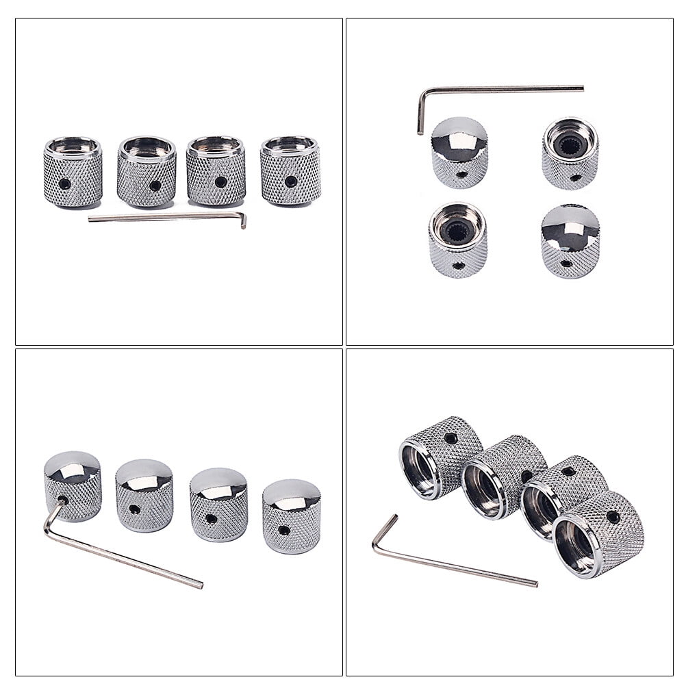 SWETRACE 4Pcs Metal Hexagon Knobs for Guitar Volume Control Silver 1.8 x 1.8 x 0.73in
