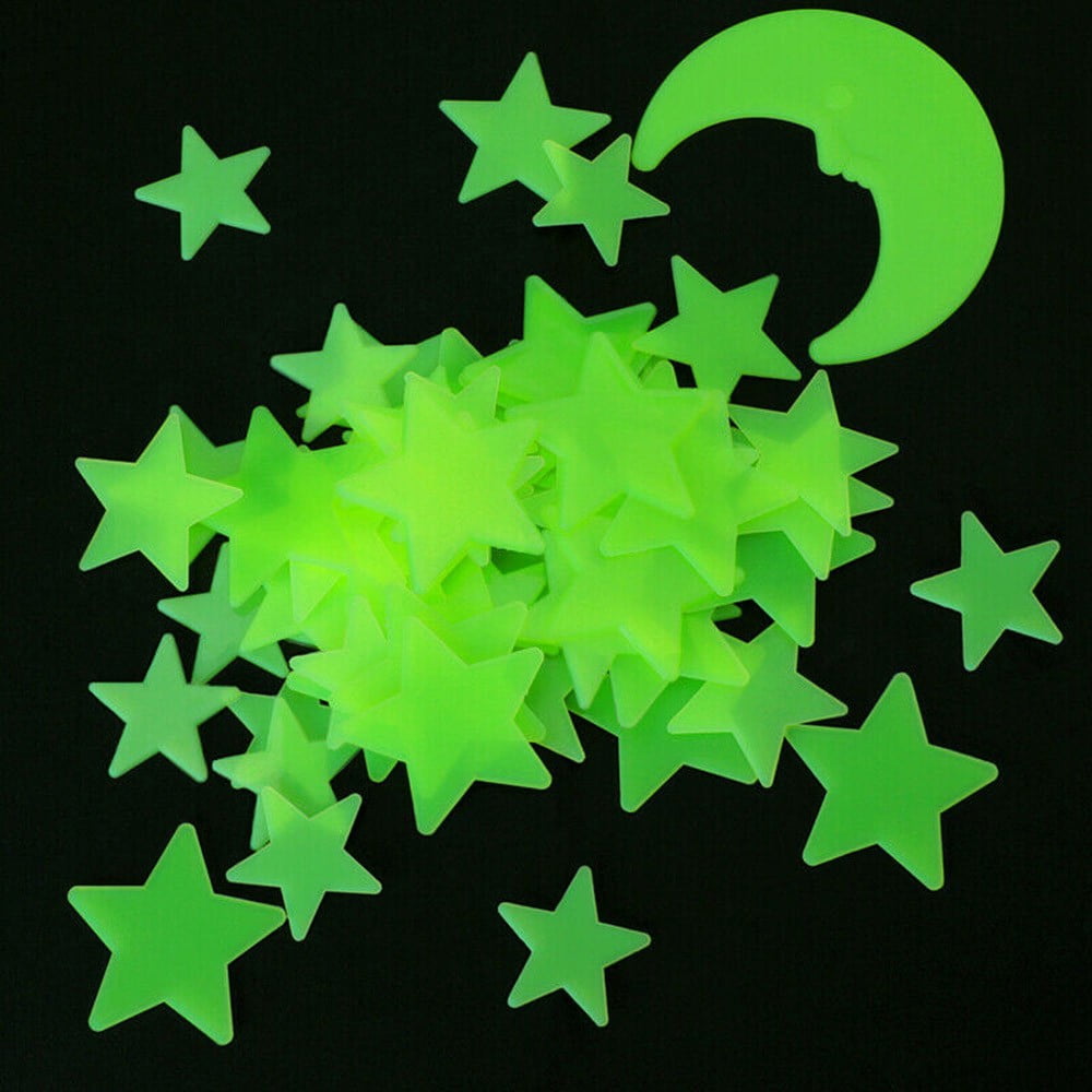 200 Pcs 3D Stars Glow In the Dark Luminous Fluorescent Wall Stickers Room Decors