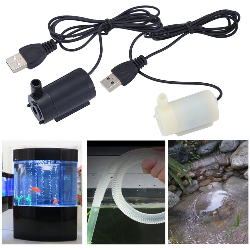 Small Water Pump Silent Submersible USB 5V 1m Cable Garden Outdoor Fountain Tool Black Smile Home White