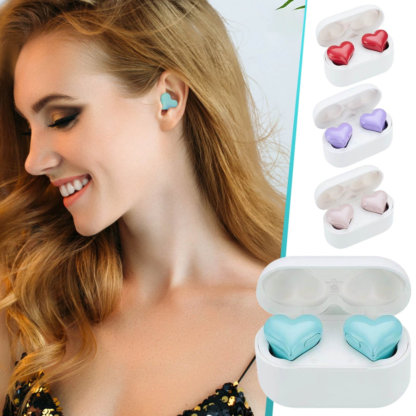 Heart Shaped Earbuds, Stylish Headphones HiFi Stereo Sound Waterproof Bluetooth 5.3 Earphones with Charging Case for Girls Women, Noise Reduction Sports Wireless In Ear Bluetooth Earphones Purple