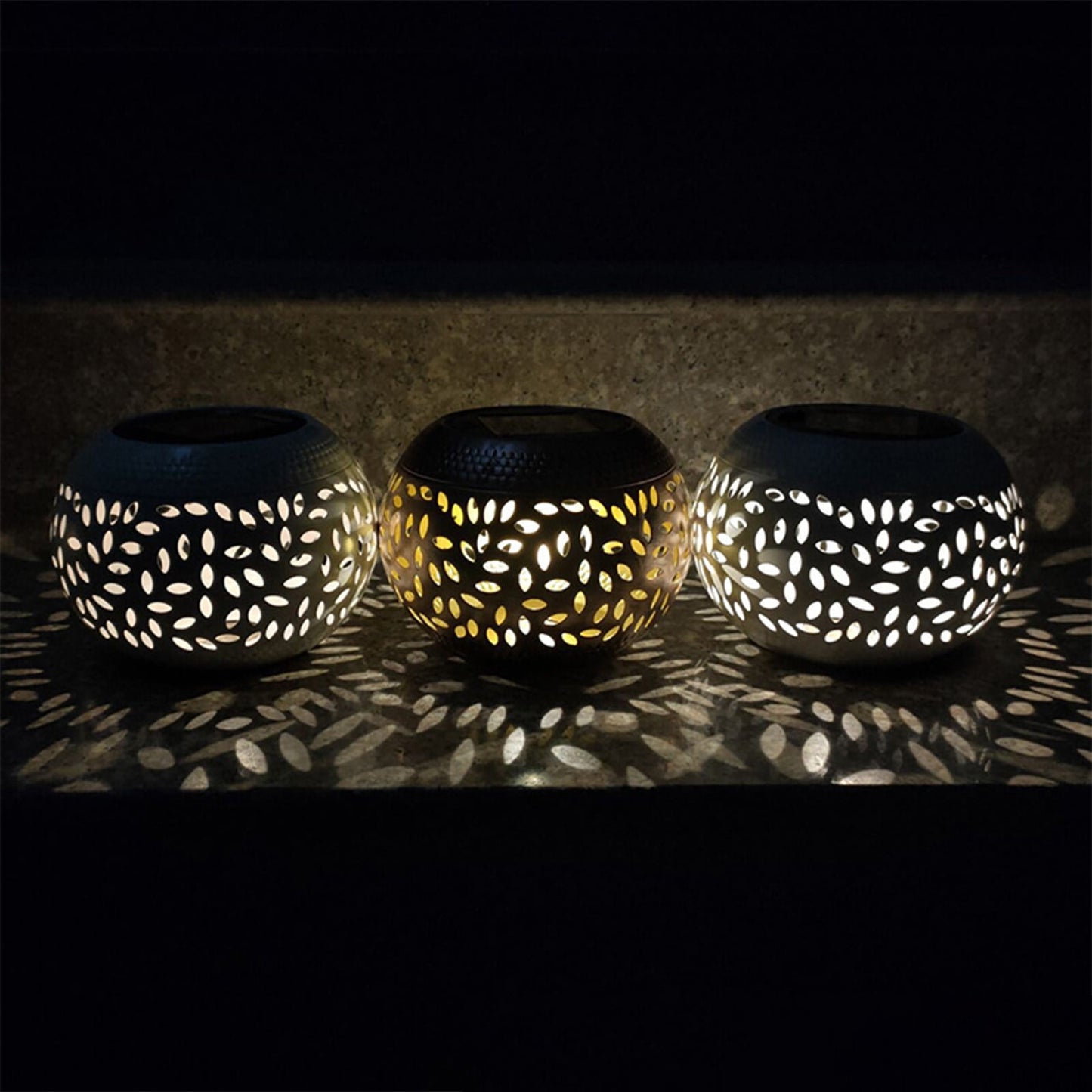 Solar Lantern Outdoor Waterproof, Solar Table Lights LED Metal Tabletop Light Solar Powered Decorative Lighting Lanterns for Desk Bedroom Patio Garden Yard,Flickering Flame Light round Pot White