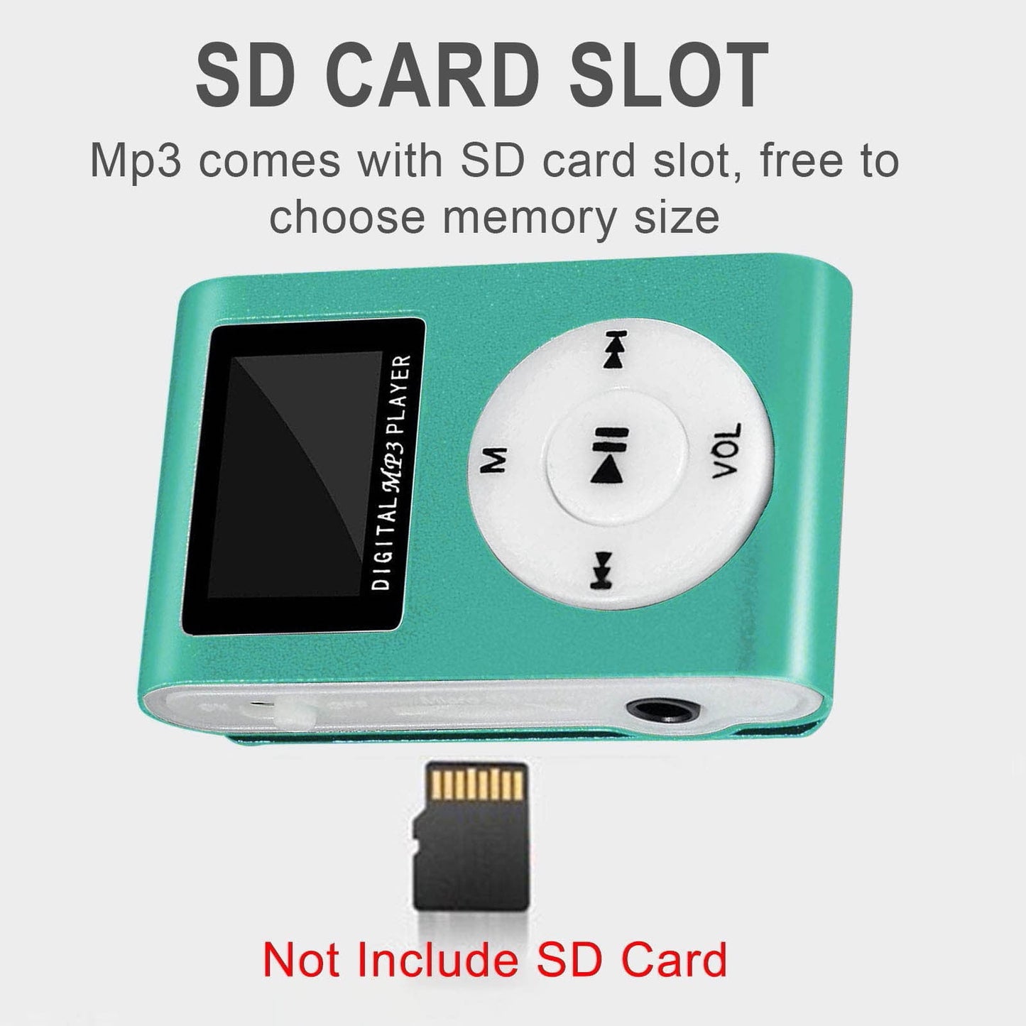 Portable MP3 Player with Clip - Mini USB LCD Screen MP3 Player, Support MP1, MP2, MP3 Music Formats, Built-in Rechargeable Battery,Includes Headphones, for Sports and Outdoor Activities Black