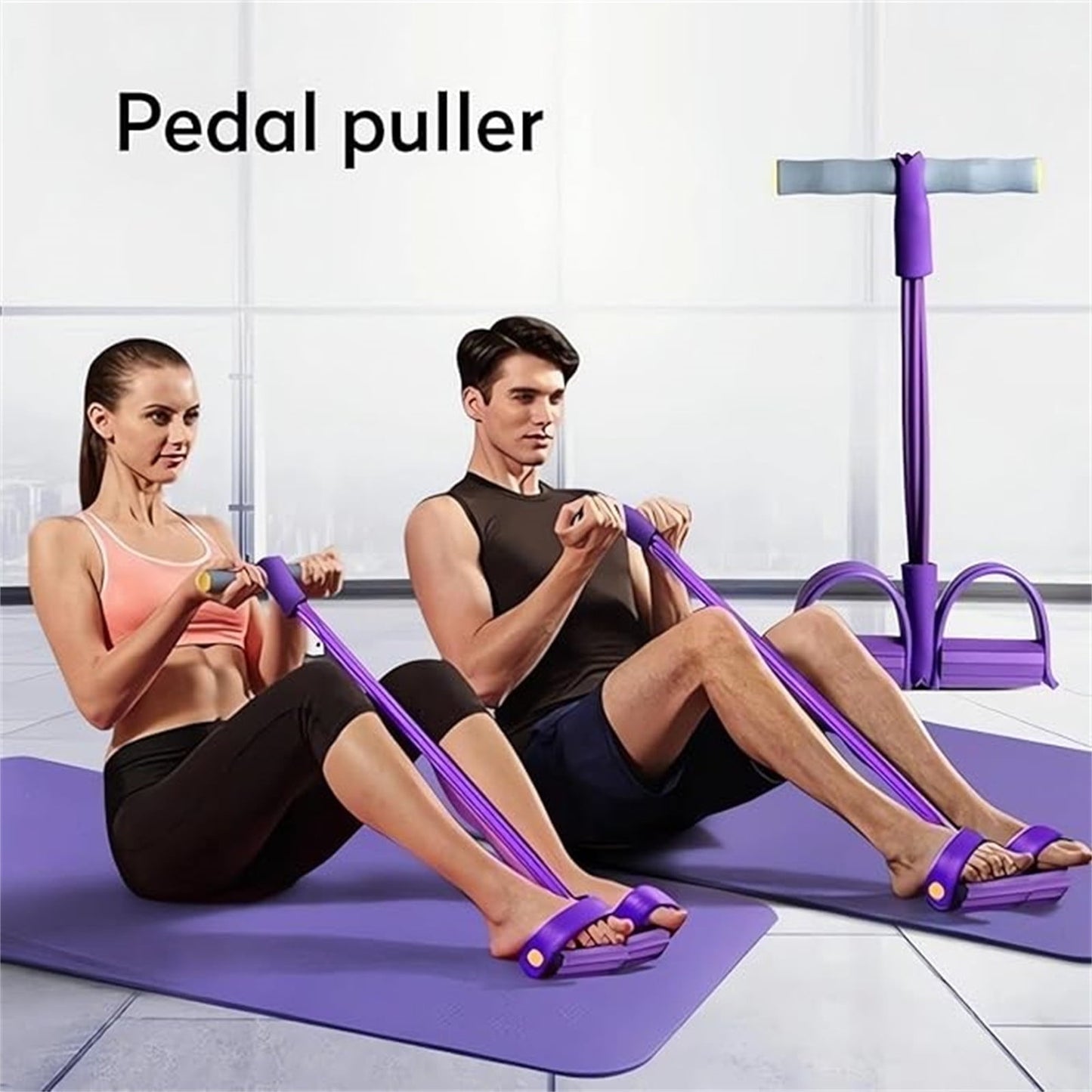 Clearance!4-Tube Pedal Puller Resistance Rope - Foot Pedal Resistance Band,Yoga Elastic Exercise Bands, for Women Jump Fitness, Abdomen/Arm Weight/Waist/Leg Stretching Slimming Training Purple