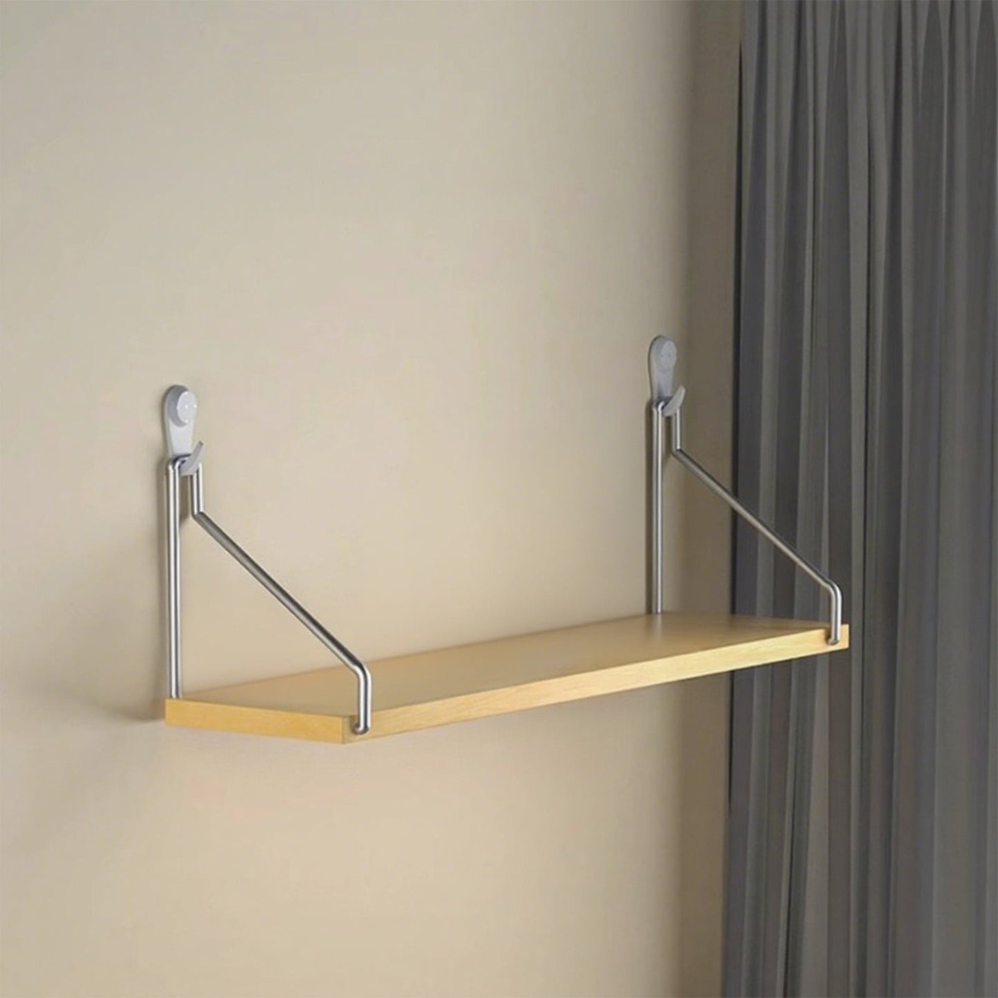 No-Drill Wall-Mounted Shelf with Adhesive Strips and Damage-Free Nails,Easy Installation on Any Wall Surface,Triangular Support,Versatile Use for Bedside,Projector,Router,Book Storage Yellow
