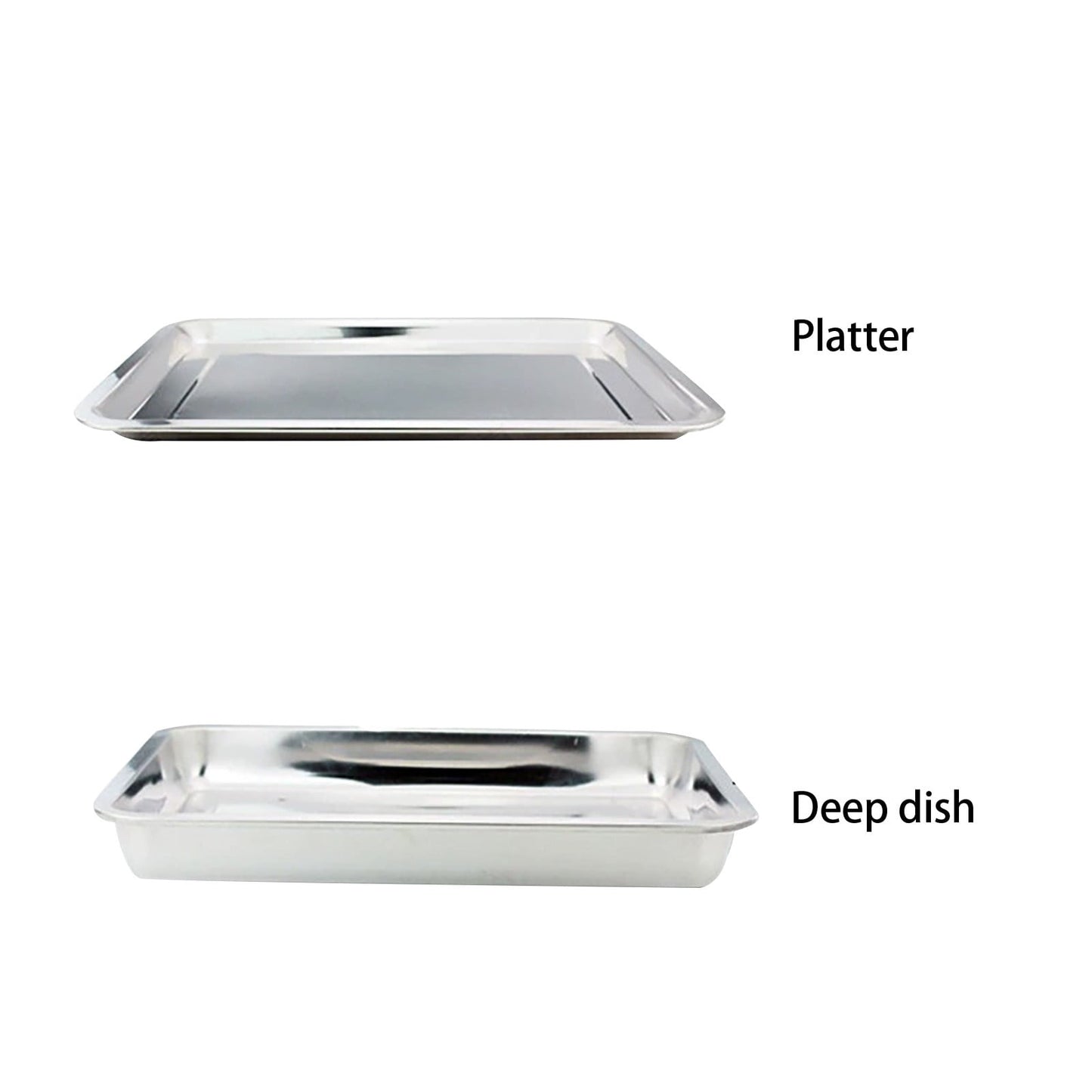 Stainless Steel Roasting, Pan Non-Stick Big Roaster Pan for Grilling or Drip Pan for Turkey, Durable Baking, Lasagna Pan, Dishwasher Safe, 1 Pcs, 10.63x7.87x0.79 10.63" x 7.87" x 0.79" Silver