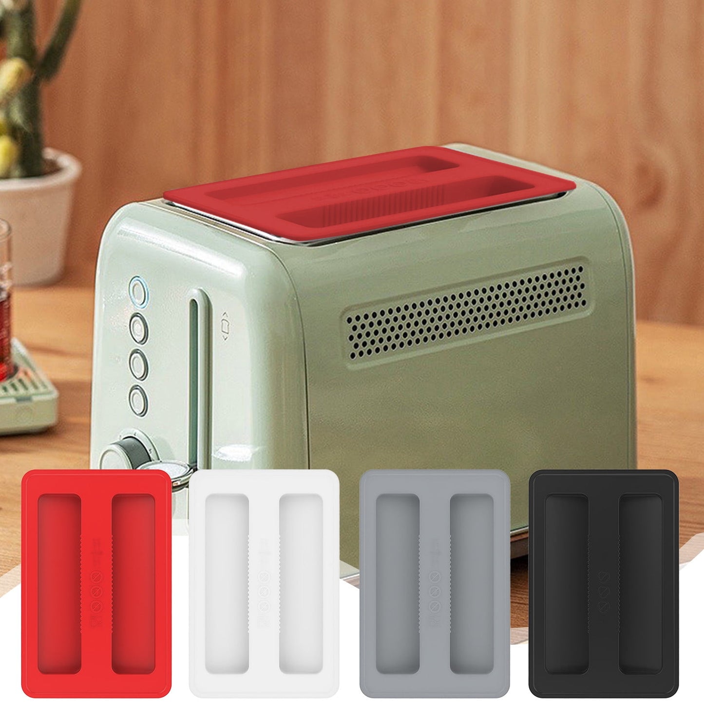 CCMAOLU Silicone Toaster Cover 2 Slice Wide Slot,Reusable Heat Resistance Bread Machine Topper Cover,Dirt Proof Sandwich Accessories That Fit Most Toasters,Simple Design Easy to Clean & Wipe Gray