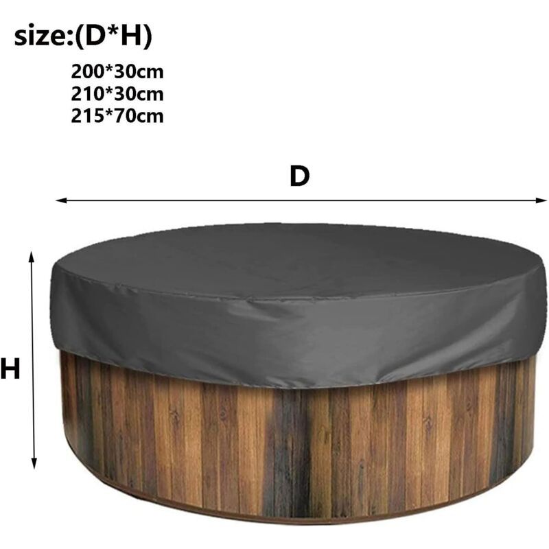 Round Spa Cover Waterproof Dustproof UV Resistant, 210 x 30 cm