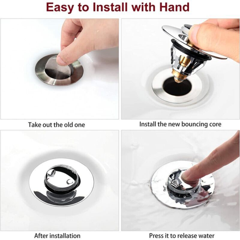 Universal Sink Drain Filter Stainless Steel Hair Catcher, 1.33 to 1.49 in