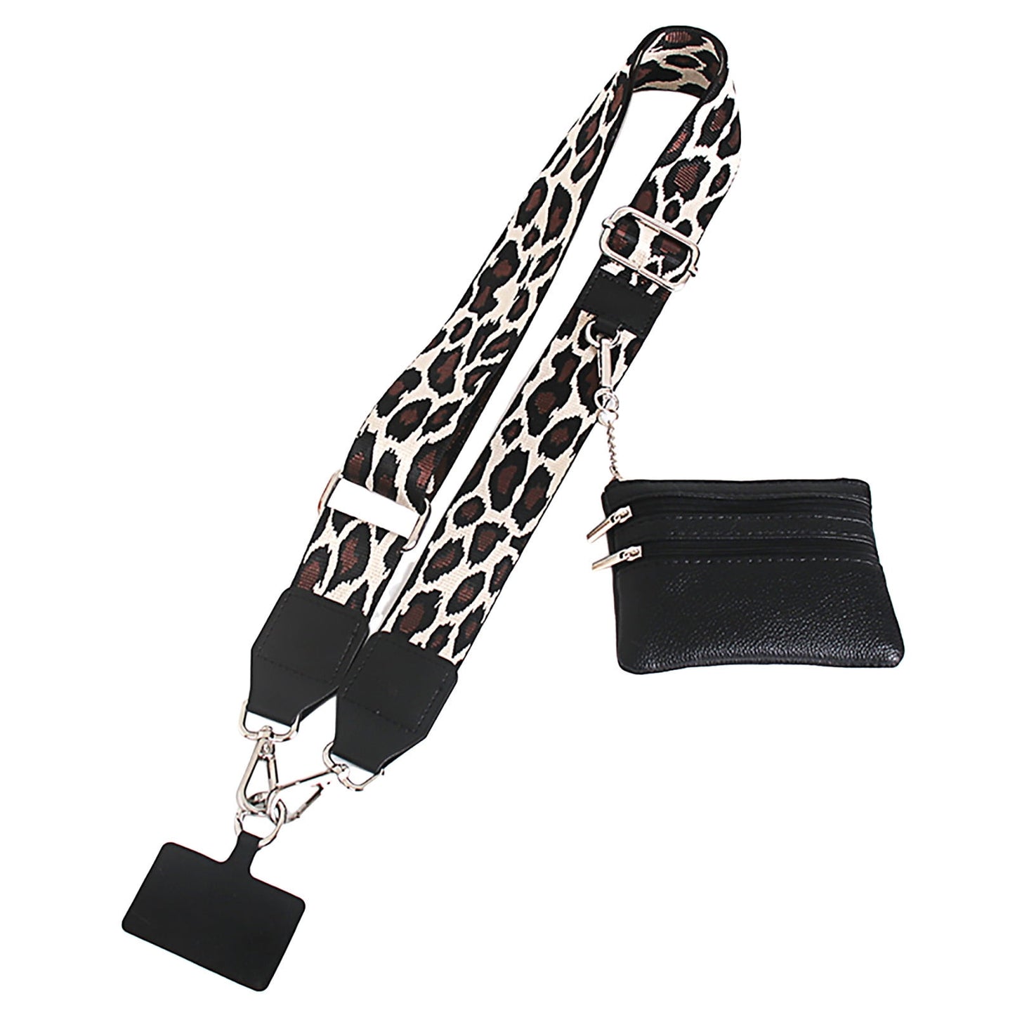 Phone Strap with Zippered Pouch, 2024 New Clip and Go Strap for Phone with Wallet Crossbody, Cross Body Phone String with Zipper Wallet Pouch, Adjustable Phone Strap Crossbody One Size E-3