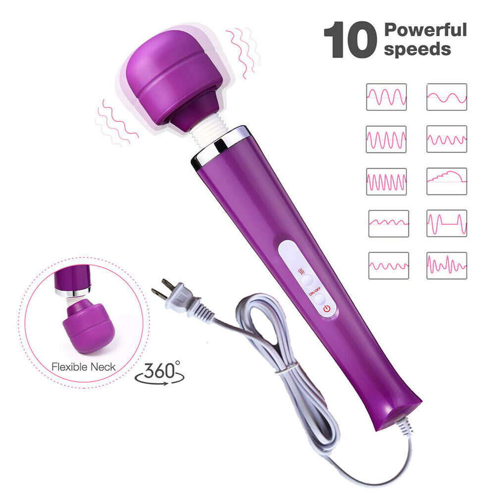 Tutuviw 10 Speeds Wired Powerful Handheld Electric Back Massager with Strong Vibrations, Personal Therapy Massager for Muscle Aches, Sports Recovery, Body Pain (Black) Purple