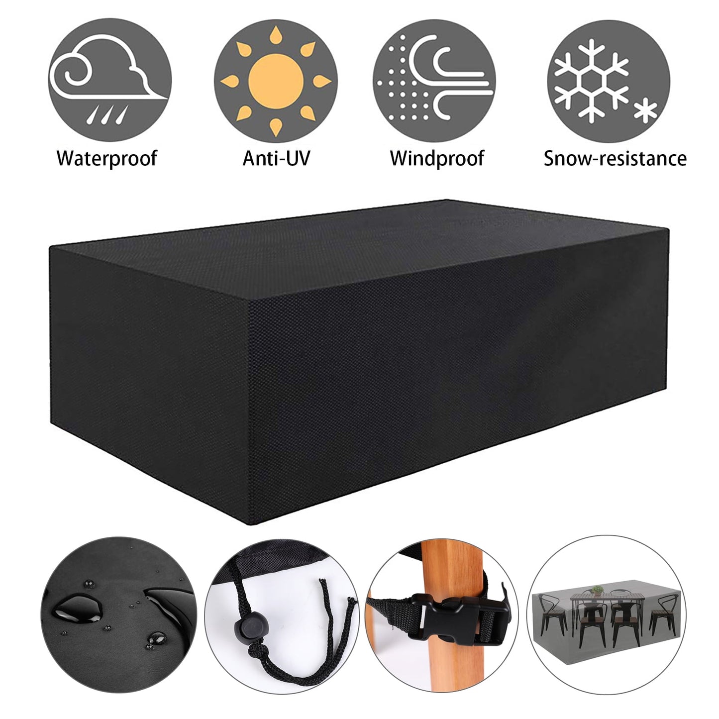 Rectangular Patio Table Cover Heavy Duty Waterproof Outdoor Furniture Set Cover 50" x 50" x 29"
