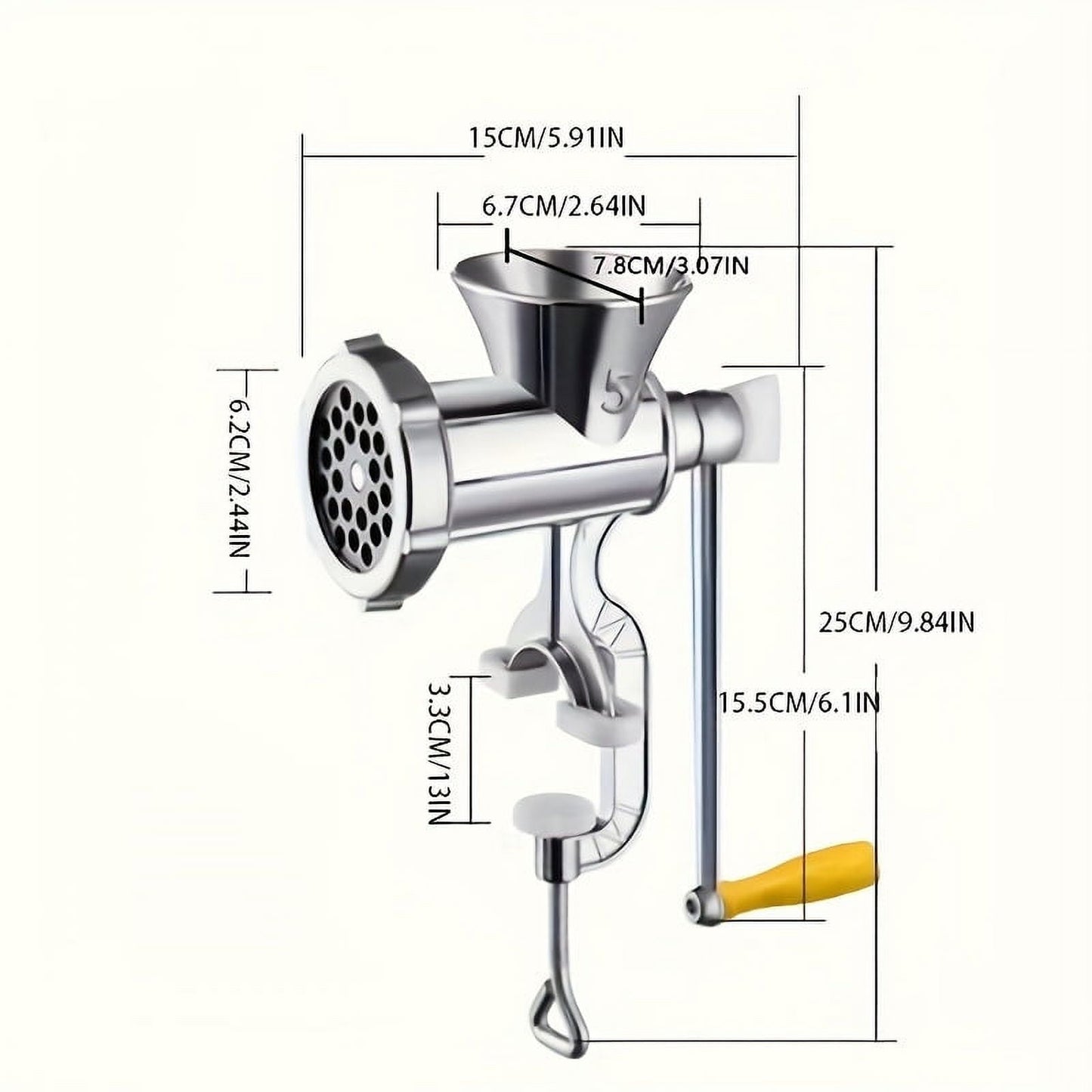 Stainless Steel Manual Meat Grinder With Tabletop Clamp - Heavy Duty Sausage Maker & Vegetable Crusher, Essential Kitchen Gadget
