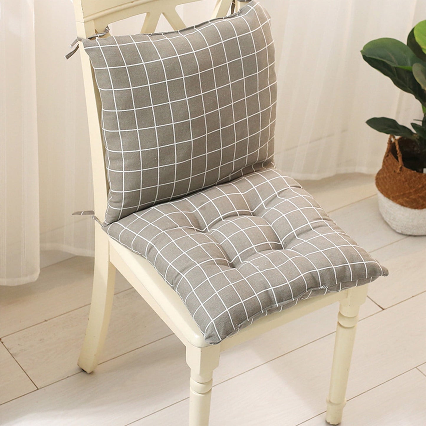 High Back Chair Cushions with Ties, 15.7" Indoor Outdoor Rocking Patio Chair Cushions, Non-skid No-Slip Onepiece Dining Chair Pad for Kitchen Dining Room Living Room Khaki