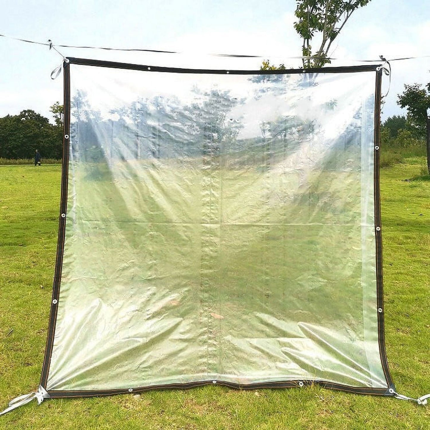 Clear Tarp Heavy Duty Tarp Cover Waterproof Tarpaulin with Grommets for Gardening Camping Traveling 39x39in, 2 Pcs