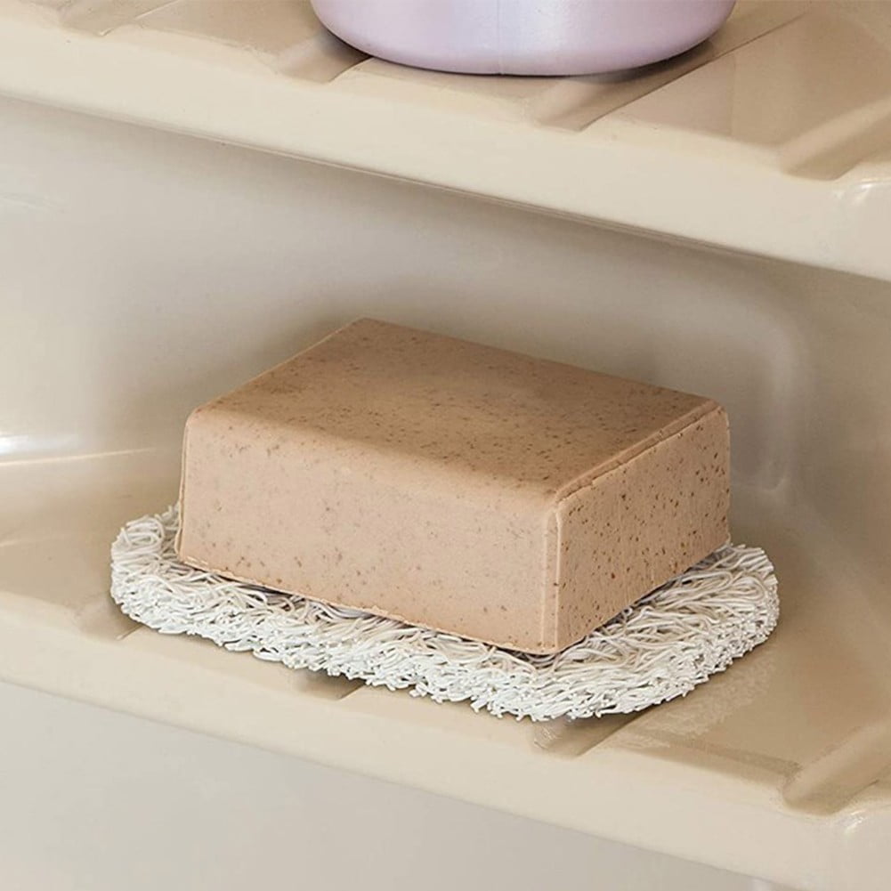 Lierteer 5PCS Shower Soap Bar Saver Lift Holder Dish Sponge Rack Tray Fast Dry Non-Slip white