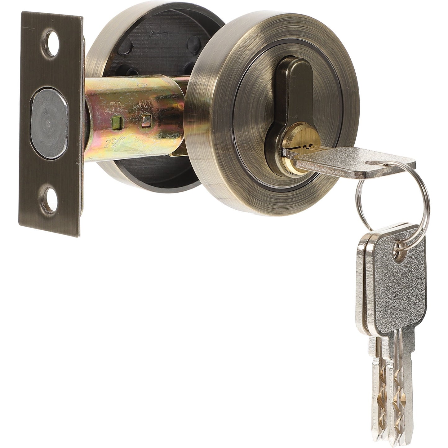 HOOWIFFY Durable Golden Deadbolt Lock Single Cylinder with Key for Home Use