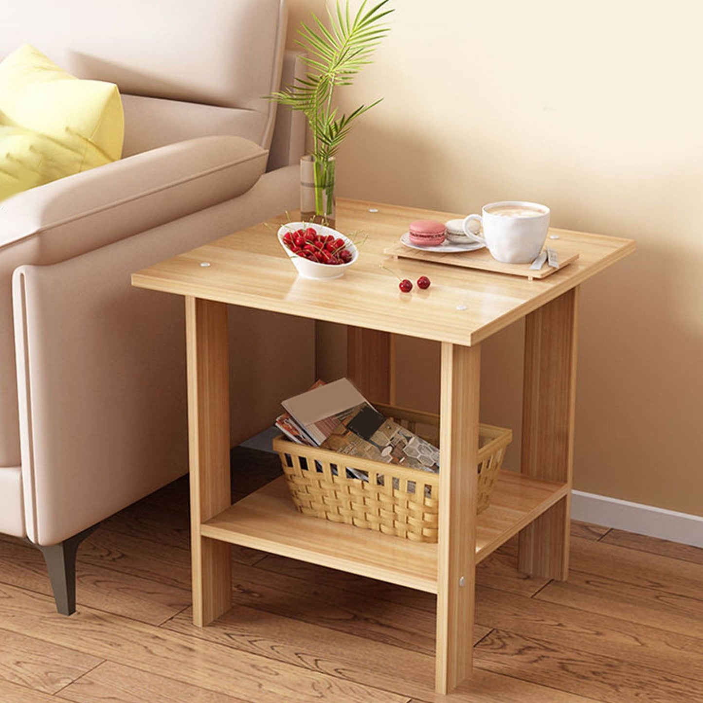 Kdkad Compact Multi-Functional Side Table, Small Accent End Table for Sofa, Bedside, Living Room & Apartment, Portable Tea Table Nightstand Brown