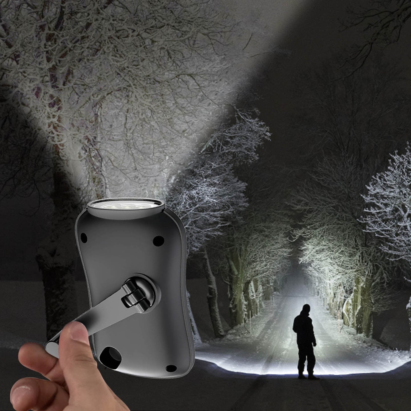 Chmadoxn Crank Flashlight, Emergency Rechargeable LED Flashlight, Portable Camping Light, Self Powered Rechargeable Flashlight for Outdoor Mountaineering Backpack Hiking As Show white