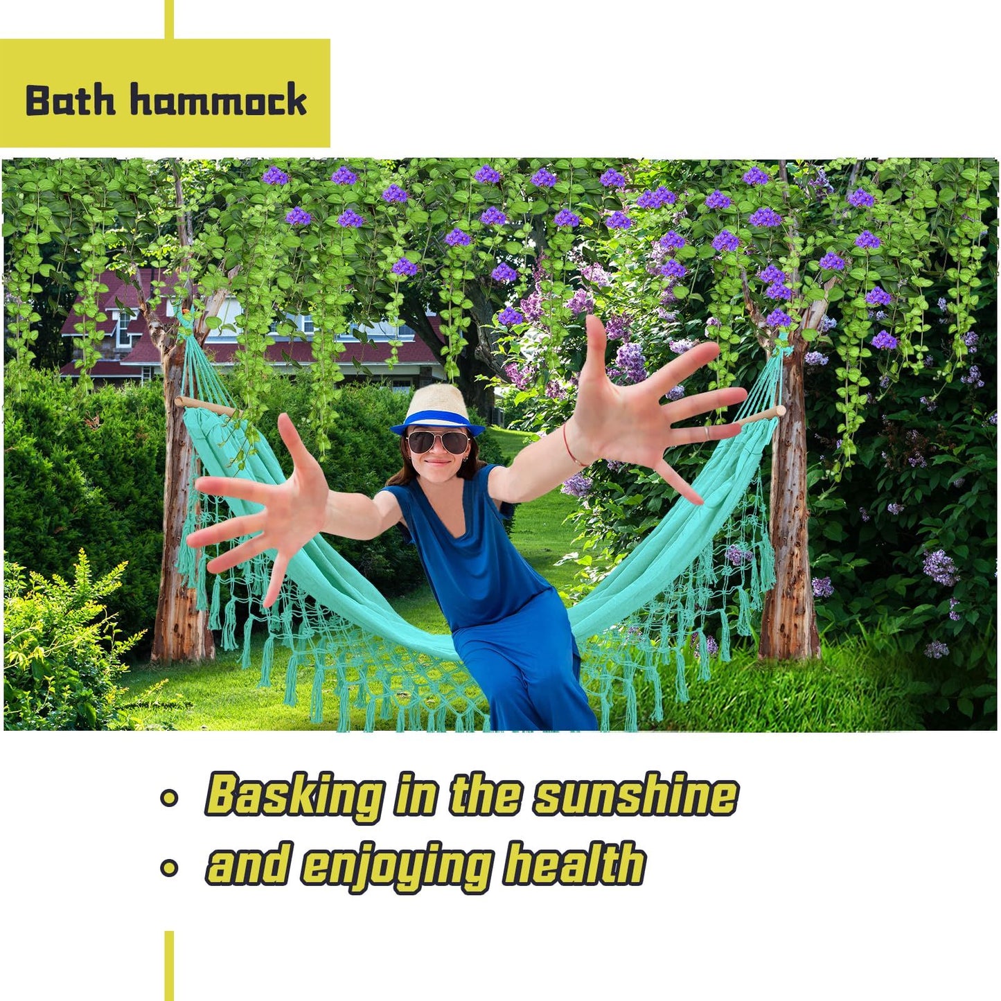 Beautiful Boho Style Hammock -Camping, Portable 2 Person Hammock, for Suitable for Backpacking, Patio, Beach, Backyard, Outdoor, Garden,Wedding Decor