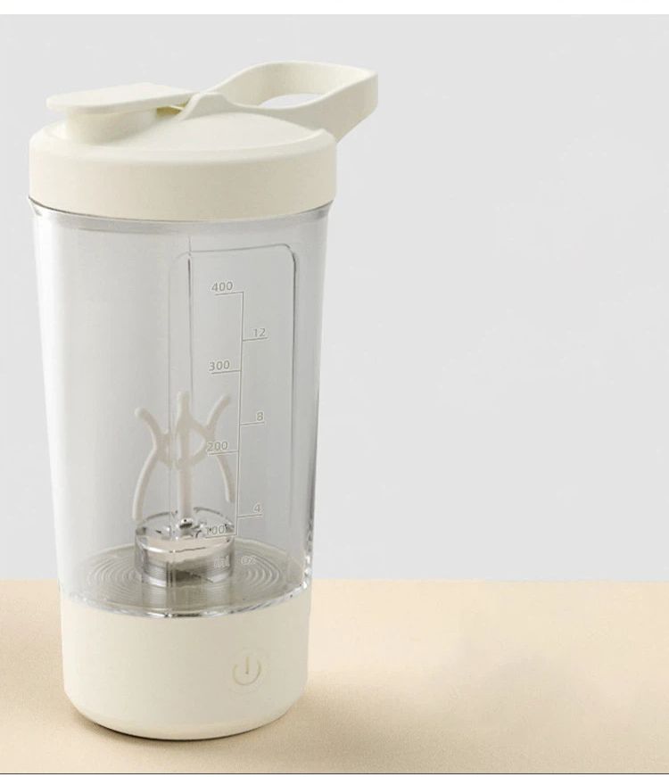 Electric Shaker Bottle, BPA Free - Portable Mixer Cup/USB Rechargeable Shaker Cups for Protein Shakes and Meal Replacement Shakes, 15.22 oz (White)